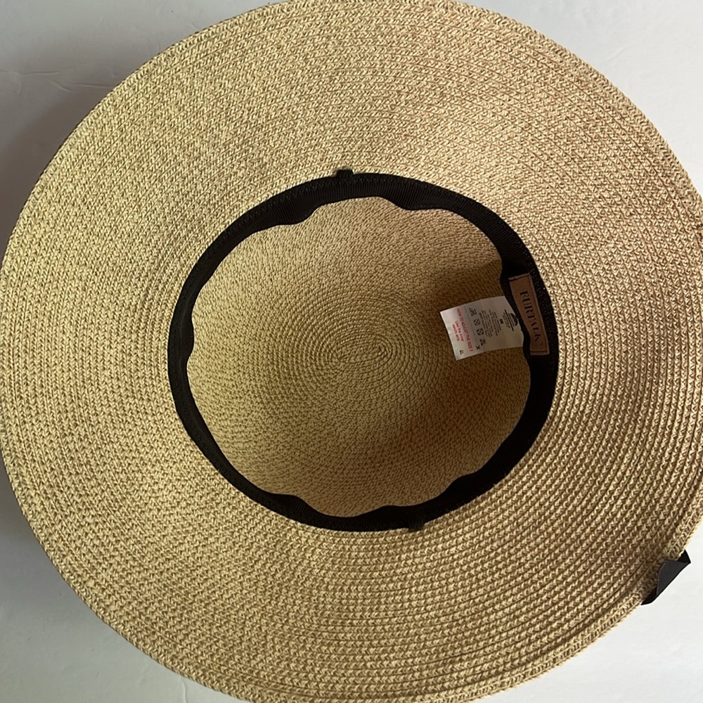 Wide Brim Straw Hat with Black Band Tan Sun Hat - Picture 5 of 10